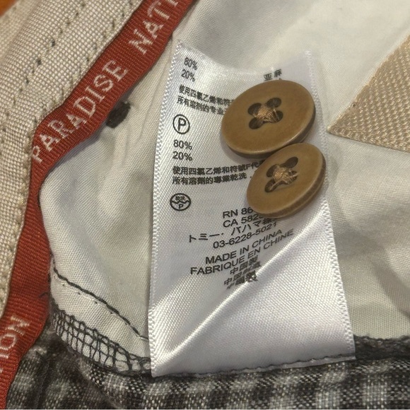 Tommy Bahama Checkered Paradise Nation Linen Silk Beach Chino Shorts 40 Men’s - Picture 11 of 13